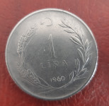 Kovanec Turčija 1 lira 1960