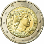 Latvijski kovanec za 2 evra iz leta 2014