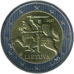 Latvijski kovanec za 2 evra iz leta 2017