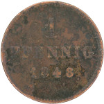 LaZaRo: Nemčija BAVARSKA 1 Pfennig 1848 F / VF