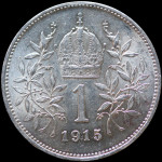 LaZooRo: Avstrija 1 Corona 1915 UNC - srebro