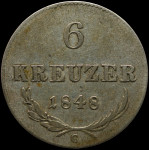 LaZooRo: Avstrija 6 Kreuzer 1848 C XF - srebro