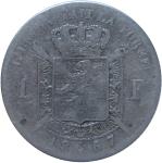 LaZooRo: Belgija 1 Franc 1867 VF b - Srebro