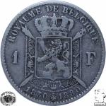 LaZooRo: Belgija 1 Franc 1880 VF - Srebro