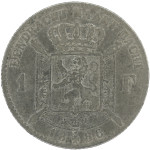 LaZooRo: Belgija 1 Franc 1886 VF - srebro
