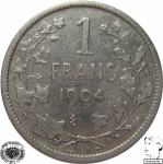 LaZooRo: Belgija 1 Franc 1904 VF/XF a - Srebro