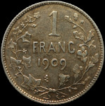 LaZooRo: Belgija 1 Franc 1909 XF - srebro