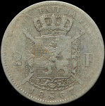 LaZooRo: Belgija 2 Francs 1867 F / VF - srebro