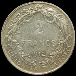 LaZooRo: Belgija 2 Francs 1912 VF/XF - Srebro