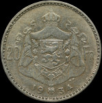 LaZooRo: Belgija 20 Francs 1934 XF - srebro