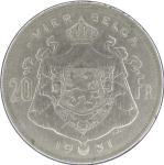 LaZooRo: Belgija 20 Francs Frank 1931 XF