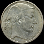 LaZooRo: Belgija 50 Francs Frank 1954 UNC - srebro