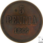 LaZooRo: Finska 5 Pennia 1866 UNC