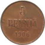 LaZooRo: Finska 5 Pennia 1906 XF / UNC