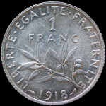 LaZooRo: Francija 1 Franc 1918 UNC - srebro