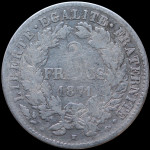 LaZooRo: Francija 2 Francs 1871 K VF - srebro