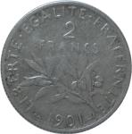 LaZooRo: Francija 2 Francs 1901 VF - Srebro