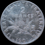 LaZooRo: Francija 2 Francs 1901 VF - srebro