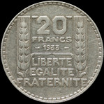 LaZooRo: Francija 20 Francs 1933 XF - srebro
