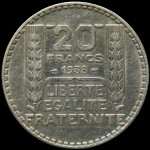 LaZooRo: Francija 20 Francs 1938 XF - srebro