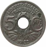 LaZooRo: Francija 5 Centimes 1922 XF  Zbirka Werner