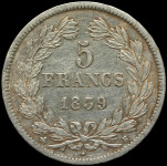 LaZooRo: Francija 5 Francs 1839 B XF - srebro