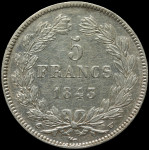 LaZooRo: Francija 5 Francs 1843 W XF / UNC - srebro
