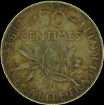 LaZooRo: Francija 50 Centimes 1917 UNC - srebro