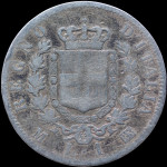 LaZooRo: Italija 1 Lira 1863 M F / VF - srebro