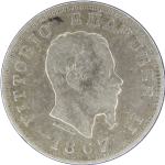 LaZooRo: Italija 1 Lira 1867 M VF / XF - srebro