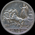 LaZooRo: Italija 2 Lire 1914 R XF - srebro