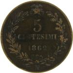 LaZooRo: Italija 5 Centesimi 1862 N VF / XF
