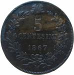LaZooRo: Italija 5 Centesimi 1867 M VF/XF