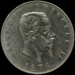 LaZooRo: Italija 5 Lire 1876 R VF/XF c - Srebro