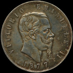 LaZooRo: Italija 5 Lire 1877 R XF mavrica - Srebro