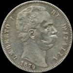 LaZooRo: Italija 5 Lire 1879 R XF - srebro