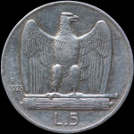LaZooRo: Italija 5 Lire 1928 R VF / XF ** - srebro