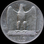 LaZooRo: Italija 5 Lire 1929 R XF / UNC ** - srebro