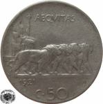 LaZooRo: Italija 50 Centesimi 1921 R VF nazobčan rob a