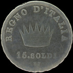 LaZooRo: Italija KRALJEVINA NAPOLEON 15 Soldi 1808 M VG redko - srebro