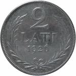 LaZooRo: Latvija 2 Lati 1926 UNC - Srebro