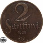 LaZooRo: Latvija 2 Santimi 1928 XF/UNC  zbirka Werner