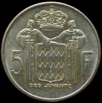 LaZooRo: Monako 5 Francs 1966 UNC redkejši a - Srebro