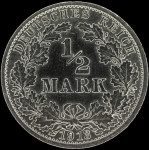 LaZooRo: Nemčija 1/2 Mark 1913 G UNC - srebro