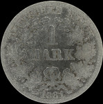 LaZooRo: Nemčija 1 Mark 1881 E VF - srebro