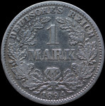 LaZooRo: Nemčija 1 Mark 1894 G XF redkejše - srebro