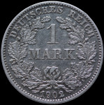 LaZooRo: Nemčija 1 Mark 1902 G XF / UNC - srebro