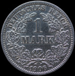 LaZooRo: Nemčija 1 Mark 1906 J XF / UNC - srebro