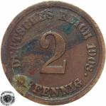 LaZooRo: Nemčija 2 Pfennig 1908 F VF