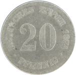 LaZooRo: Nemčija 20 Pfennig 1874 F VF - srebro